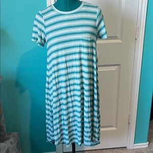 Striped Teal and White Dress